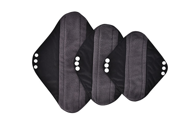 Black Reusable Bamboo Fibre Cloth Menstrual Pads