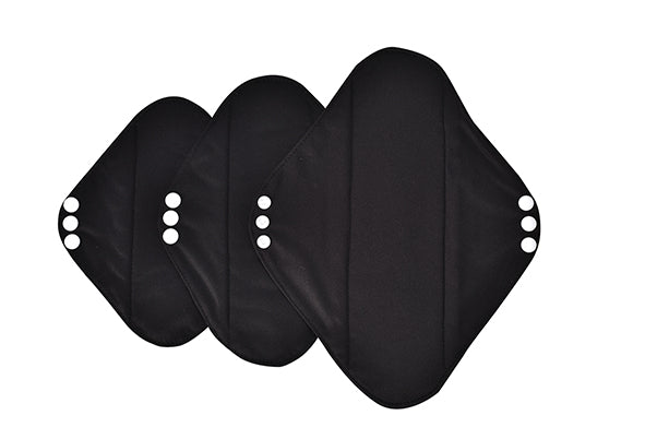 Black Reusable Bamboo Fibre Cloth Menstrual Pads