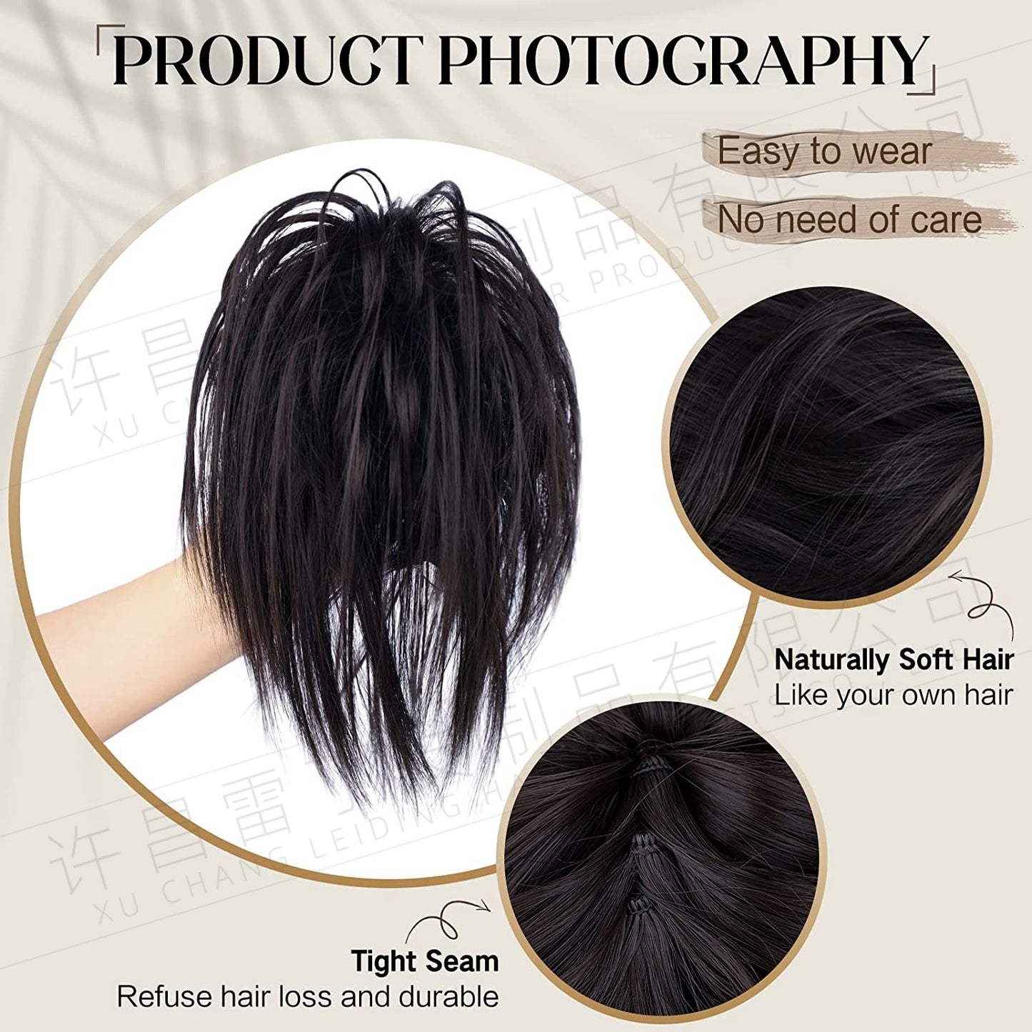 Kinky Curl Buns Wigs Ties Hair Ring Accessories Shark Clips