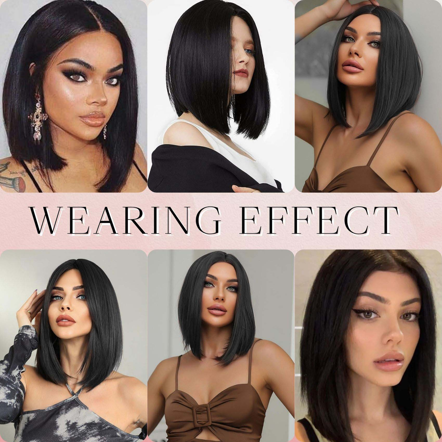 High-Temperature Silk Hair Short Silky Straight Bob Wigs Black