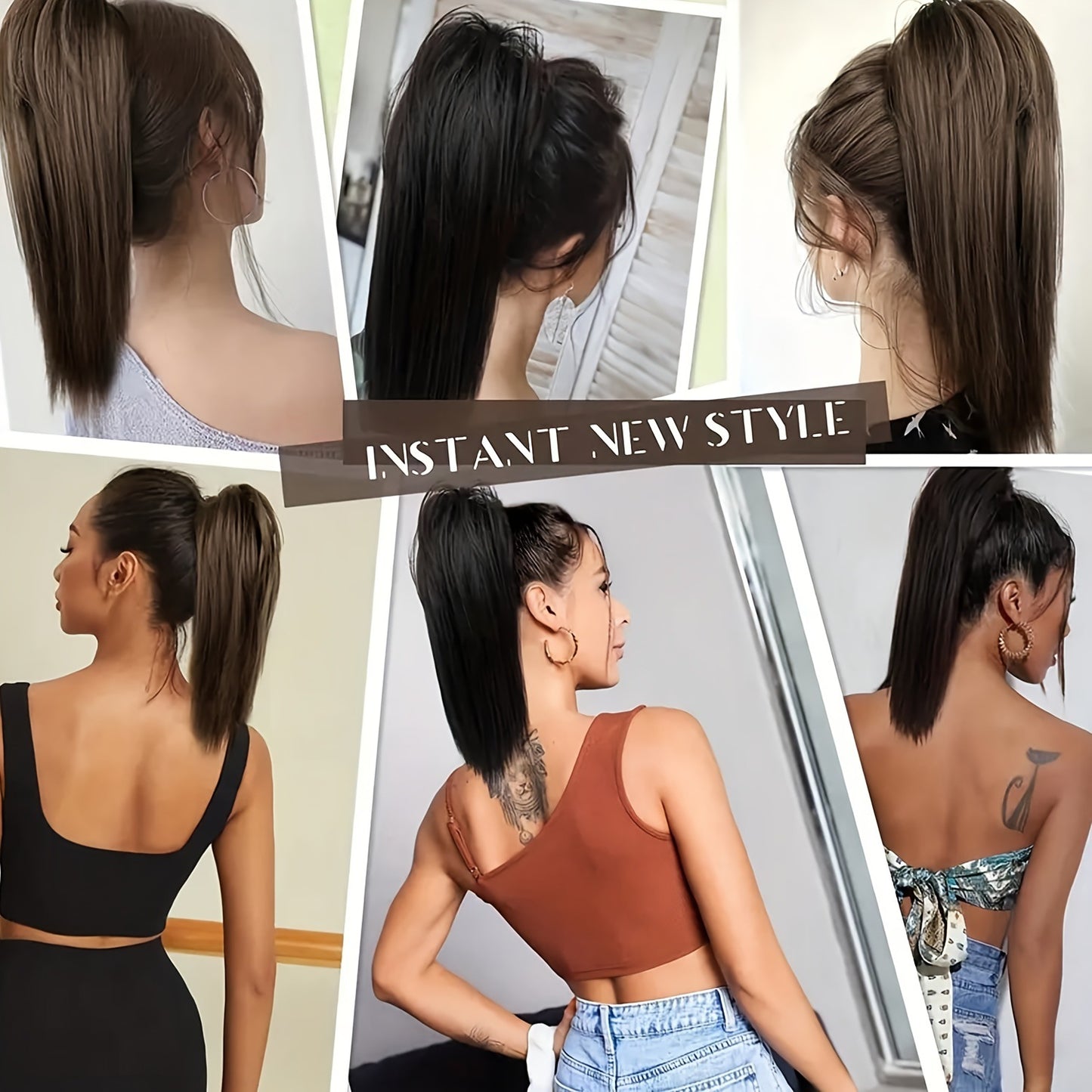 Artificial Hair Braid Waterfall Half-up High Ponytail Claw Clip Wig