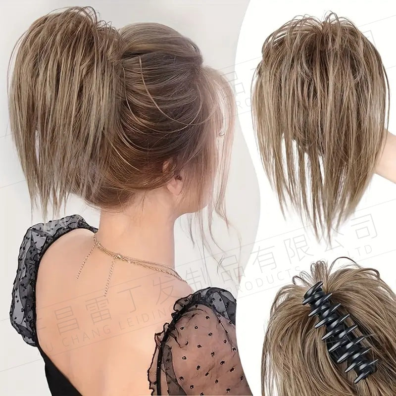 Kinky Curl Buns Wigs Ties Hair Ring Accessories Shark Clips