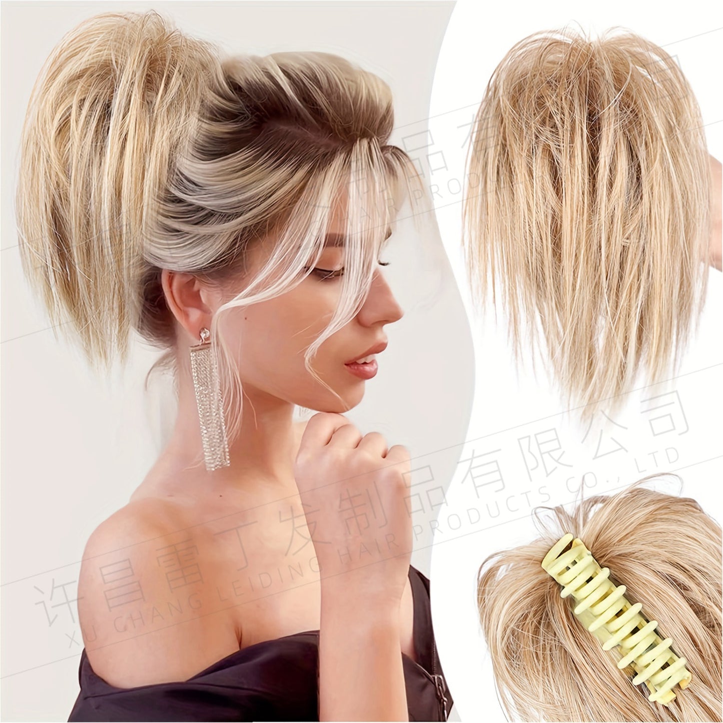 Kinky Curl Buns Wigs Ties Hair Ring Accessories Shark Clips