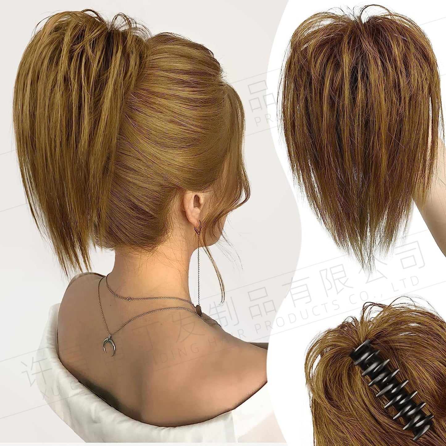 Kinky Curl Buns Wigs Ties Hair Ring Accessories Shark Clips