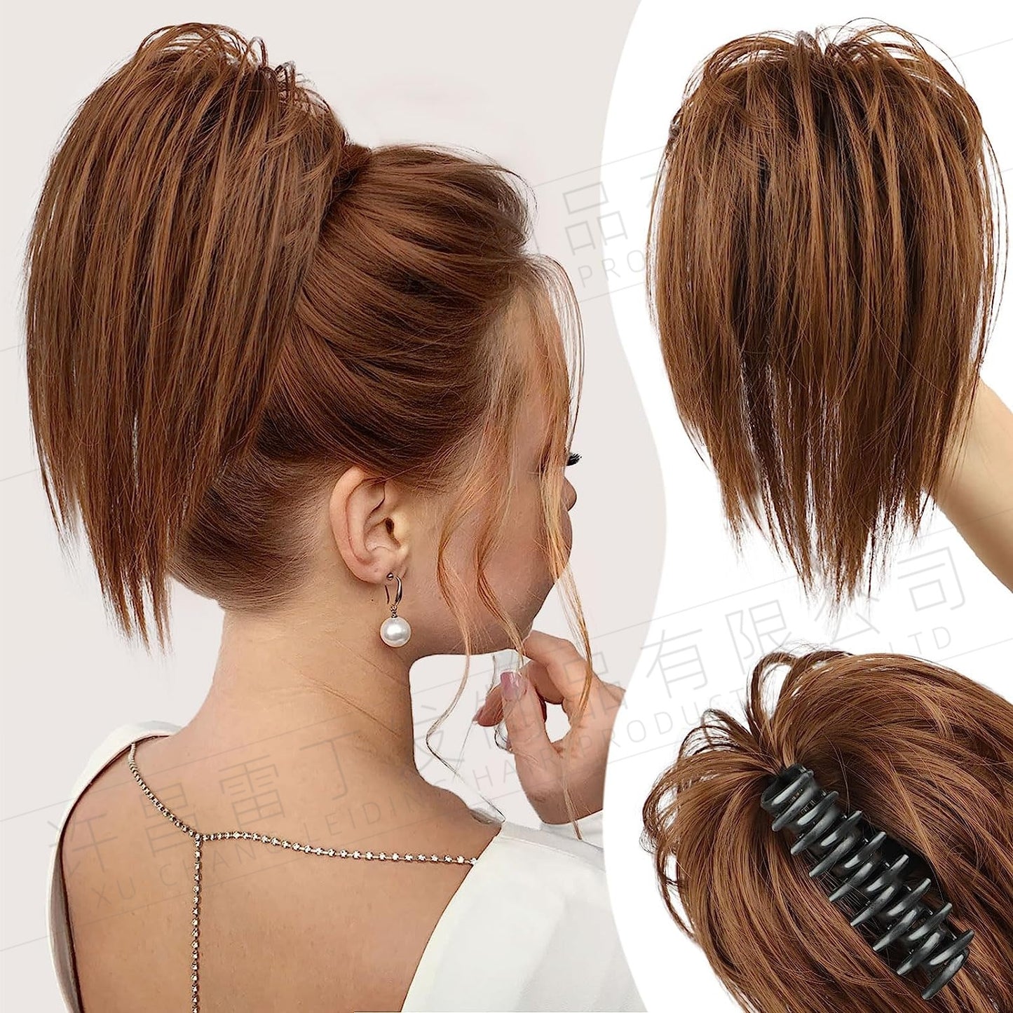 Kinky Curl Buns Wigs Ties Hair Ring Accessories Shark Clips