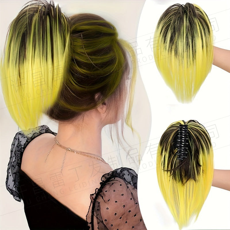 Kinky Curl Buns Wigs Ties Hair Ring Accessories Shark Clips