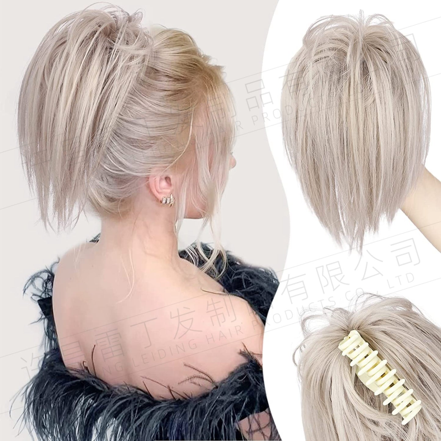 Kinky Curl Buns Wigs Ties Hair Ring Accessories Shark Clips
