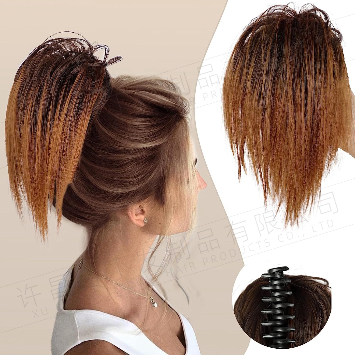 Kinky Curl Buns Wigs Ties Hair Ring Accessories Shark Clips