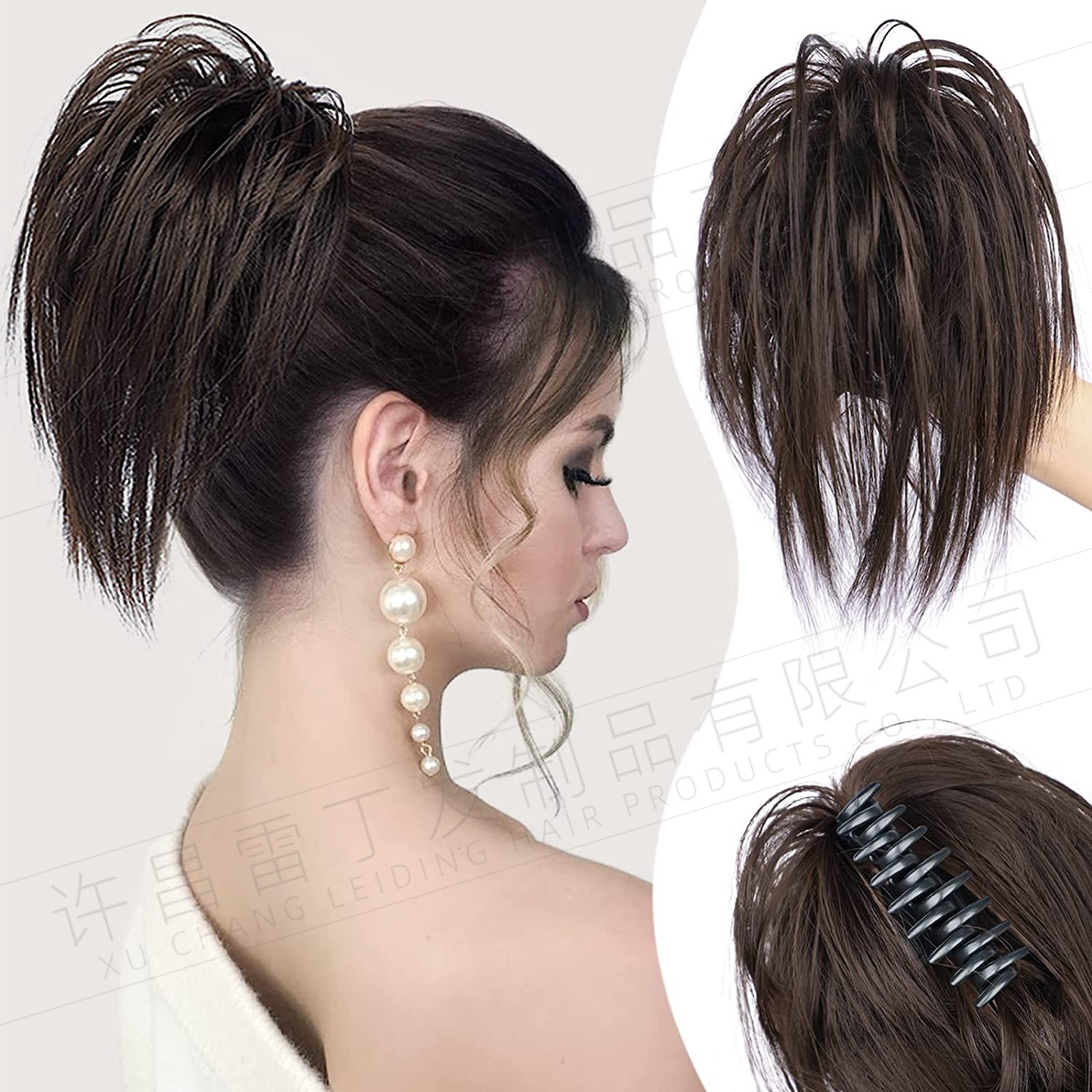 Kinky Curl Buns Wigs Ties Hair Ring Accessories Shark Clips
