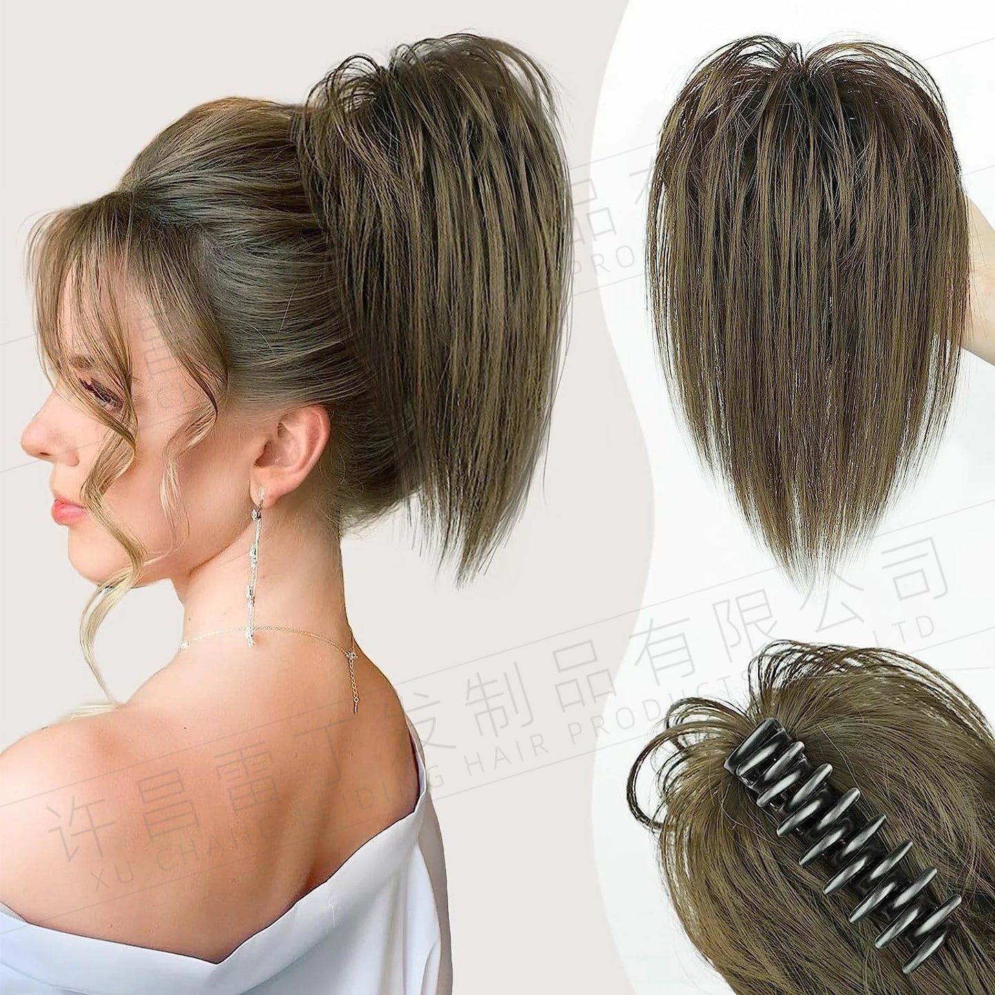 Kinky Curl Buns Wigs Ties Hair Ring Accessories Shark Clips