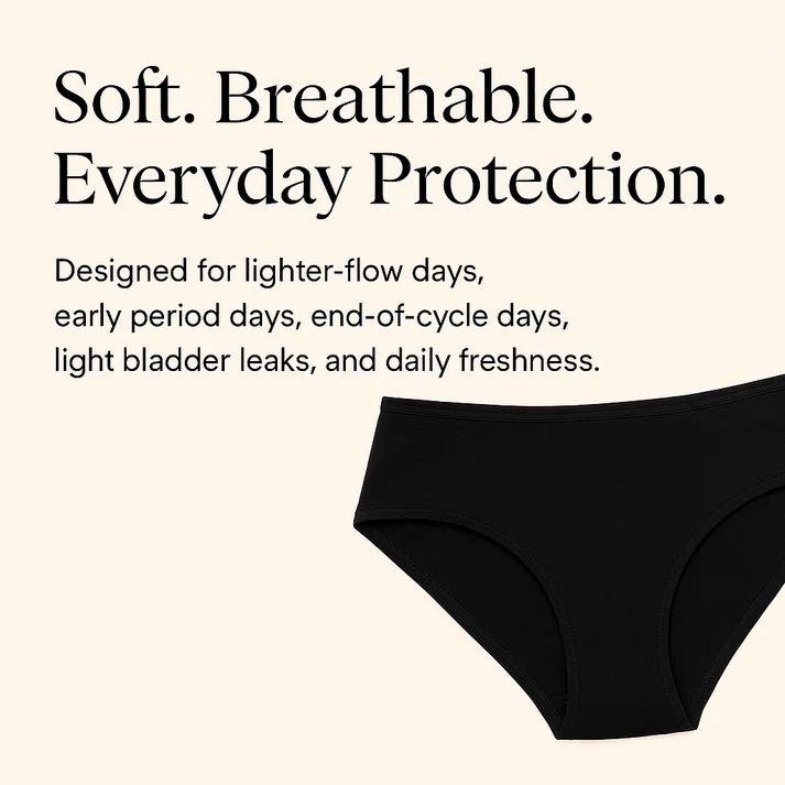Comfy Cotton Dailys Pants Period Underwear Black 20ML
