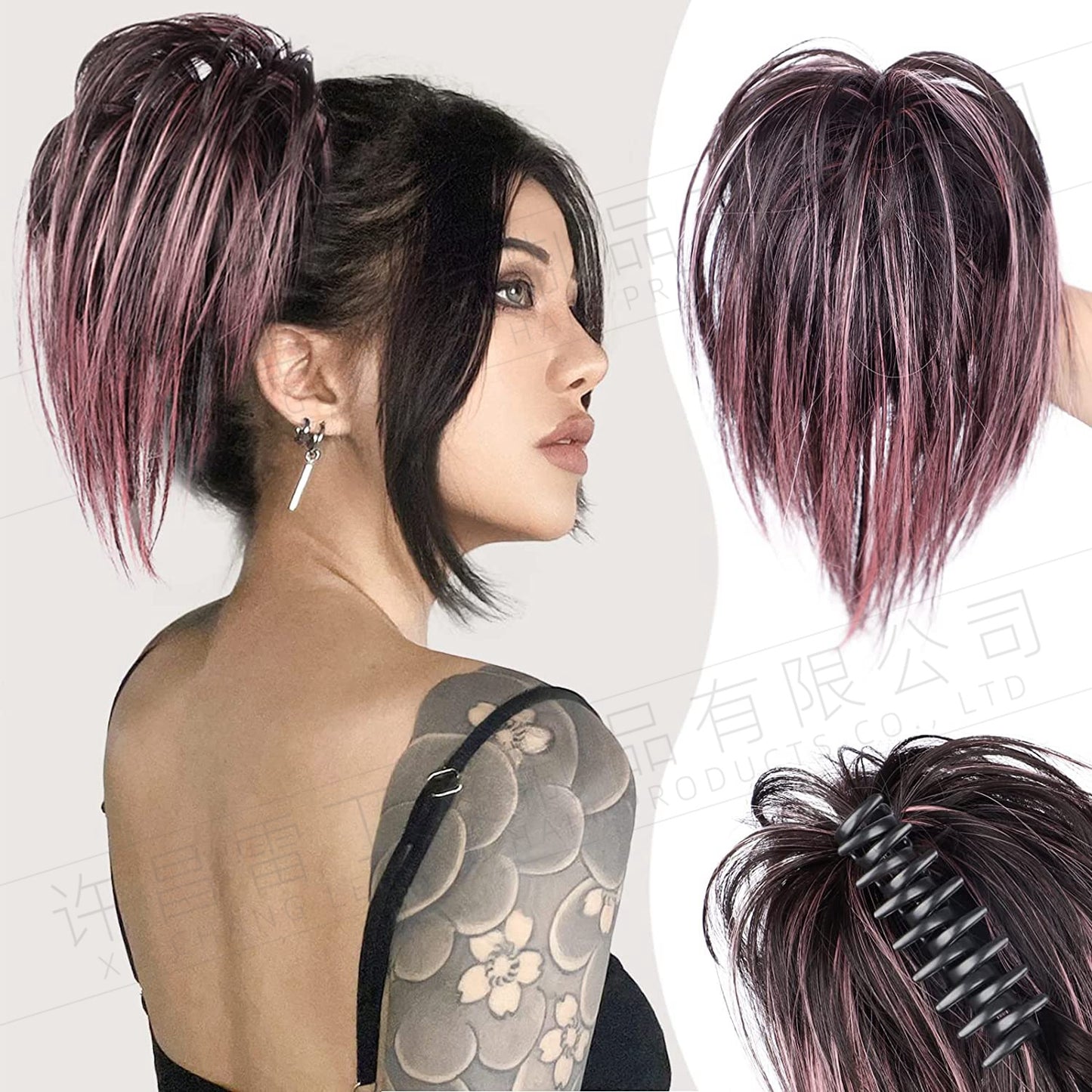 Kinky Curl Buns Wigs Ties Hair Ring Accessories Shark Clips